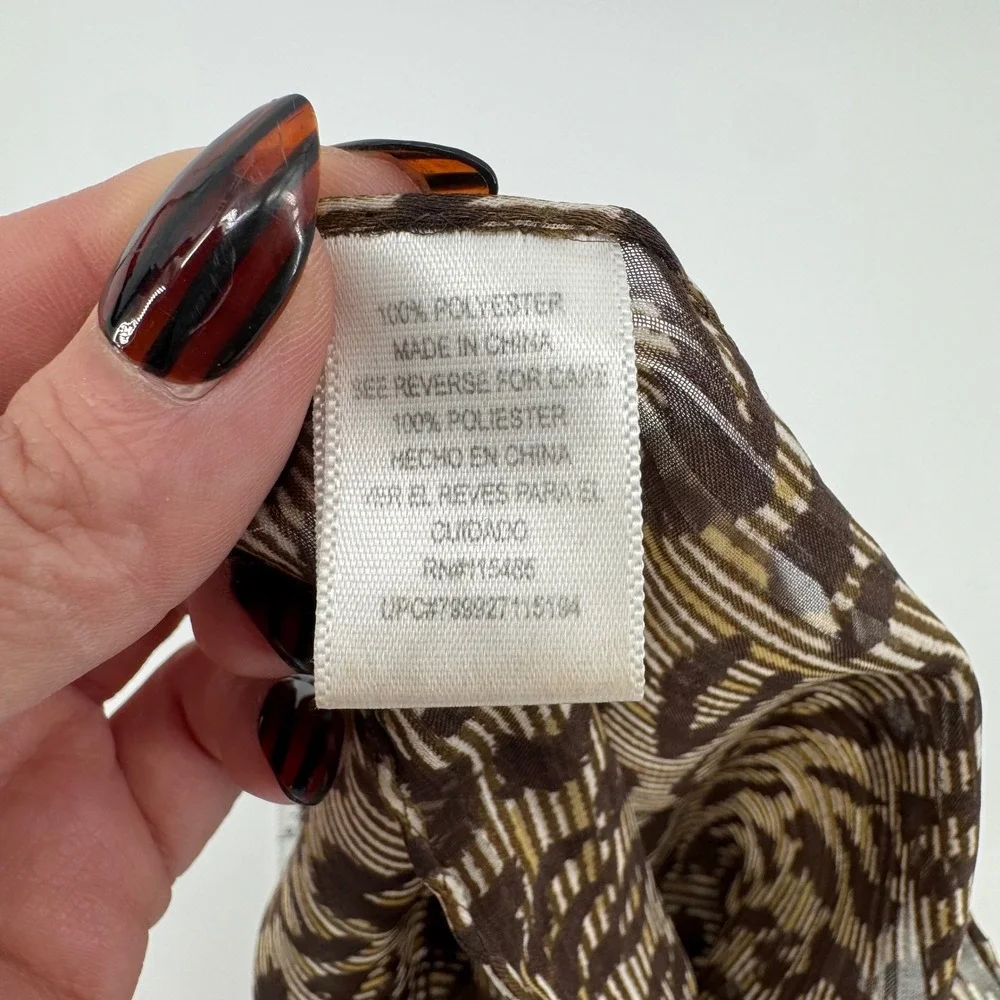 Leopard Print Pleated Sheer Scarf Brown Taupe Lightweight Animal Print